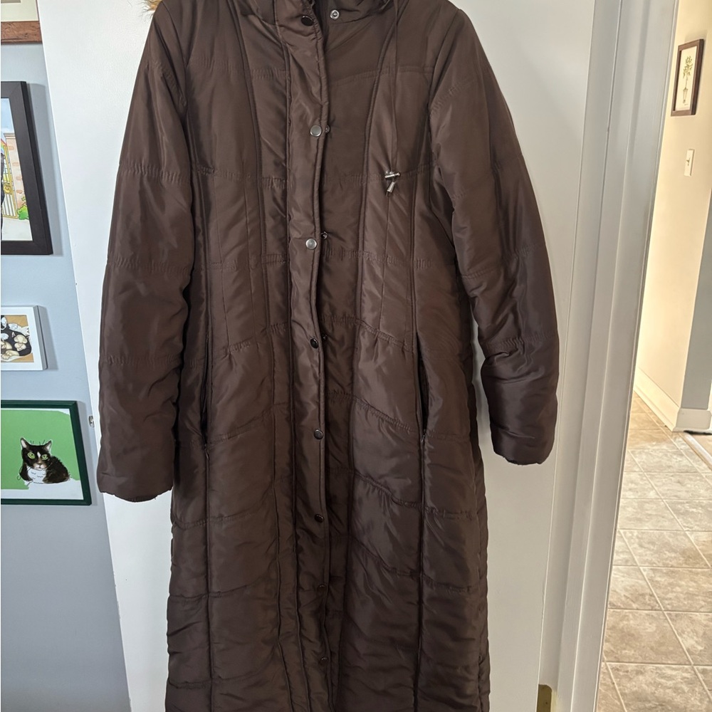 Excelled Collection Women’s Chocolate Brown Puffer Coat Insulated Hooded Winter